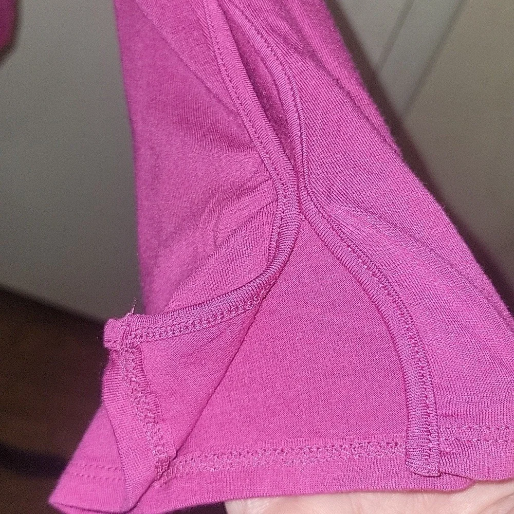LONDON‎ ROSE NEW Mock Neck Top Long Sleeve Fitted Slit Cuffs Raspberry Pink - Picture 2 of 8